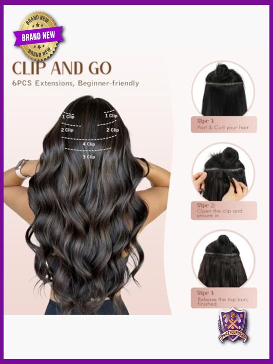 20 inch Wavy Clip In Hair Extensions 6PCS Thick Tangle Free Synthetic main image 4